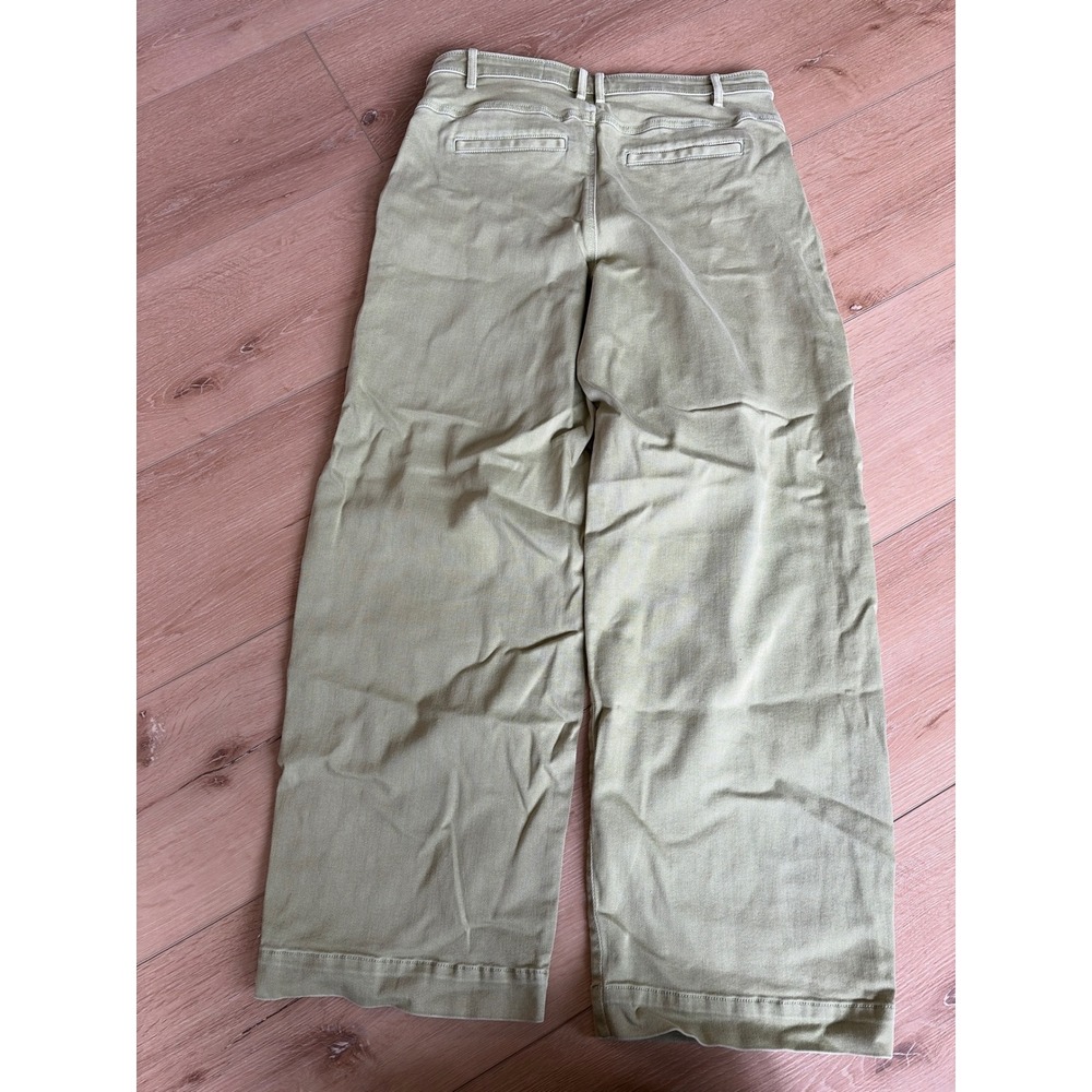Maeve Anthropologie Olive Green Wide Leg High Rise Ettie crop Pants Size 29 - Picture 6 of 7